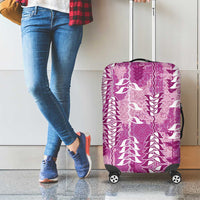 Magenta Hawaii Tapa Pattern Luggage Cover With Heliconia Vintage Style LT05 - Polynesian Pride