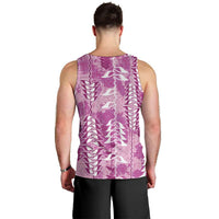Magenta Hawaii Tapa Pattern Men Tank Top With Heliconia Vintage Style LT05 - Polynesian Pride