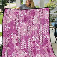 Magenta Hawaii Tapa Pattern Quilt With Heliconia Vintage Style LT05 Magenta - Polynesian Pride