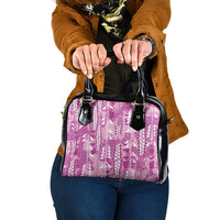 Magenta Hawaii Tapa Pattern Shoulder Handbag With Heliconia Vintage Style LT05 One Size Magenta - Polynesian Pride