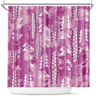 Magenta Hawaii Tapa Pattern Shower Curtain With Heliconia Vintage Style LT05 Magenta - Polynesian Pride