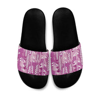 Magenta Hawaii Tapa Pattern Slide Sandals With Heliconia Vintage Style LT05 Magenta - Polynesian Pride