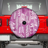 Magenta Hawaii Tapa Pattern Spare Tire Cover With Heliconia Vintage Style LT05 - Polynesian Pride