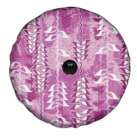 Magenta Hawaii Tapa Pattern Spare Tire Cover With Heliconia Vintage Style LT05 - Polynesian Pride