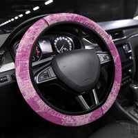 Magenta Hawaii Tapa Pattern Steering Wheel Cover With Heliconia Vintage Style LT05 Universal Fit Magenta - Polynesian Pride