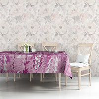 Magenta Hawaii Tapa Pattern Tablecloth With Heliconia Vintage Style LT05 - Polynesian Pride
