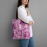 Magenta Hawaii Tapa Pattern Tote Bag With Heliconia Vintage Style LT05 - Polynesian Pride