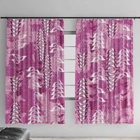 Magenta Hawaii Tapa Pattern Window Curtain With Heliconia Vintage Style LT05 With Hooks Magenta - Polynesian Pride
