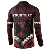 Personalised Tonga Happy Father's Day Button Sweatshirt Ofa Lahi Atu Dad Polynesian Tribal LT05 - Polynesian Pride