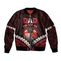 Personalised Tonga Happy Father's Day Sleeve Zip Bomber Jacket Ofa Lahi Atu Dad Polynesian Tribal LT05 Unisex Red - Polynesian Pride