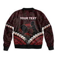 Personalised Tonga Happy Father's Day Sleeve Zip Bomber Jacket Ofa Lahi Atu Dad Polynesian Tribal LT05 - Polynesian Pride