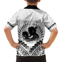 Personalised New Zealand Happy Father's Day Family Matching Off Shoulder Short Dress and Hawaiian Shirt Aroha Ahau Ki A Koe Papa Polynesian Tribal