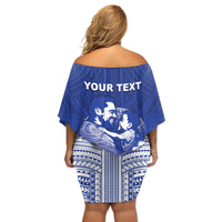 Personalised Samoa Happy Father's Day Off Shoulder Short Dress Ou Te Alofa Ia Te Oe Tama Dad Polynesian Tribal LT05 - Polynesian Pride