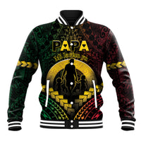 Personalised Vanuatu Happy Father's Day Baseball Jacket Mi Lavem Yu Papa Polynesian Tribal LT05 Unisex Reggae - Polynesian Pride