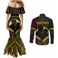 Personalised Vanuatu Happy Father's Day Couples Matching Mermaid Dress and Long Sleeve Button Shirt Mi Lavem Yu Papa Polynesian Tribal LT05 - Polynesian Pride