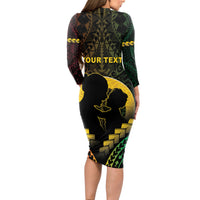 Personalised Vanuatu Happy Father's Day Long Sleeve Bodycon Dress Mi Lavem Yu Papa Polynesian Tribal