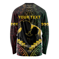 Personalised Vanuatu Happy Father's Day Long Sleeve Shirt Mi Lavem Yu Papa Polynesian Tribal