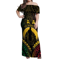Personalised Vanuatu Happy Father's Day Off Shoulder Maxi Dress Mi Lavem Yu Papa Polynesian Tribal LT05 Women Reggae - Polynesian Pride