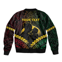 Personalised Vanuatu Happy Father's Day Sleeve Zip Bomber Jacket Mi Lavem Yu Papa Polynesian Tribal LT05 - Polynesian Pride