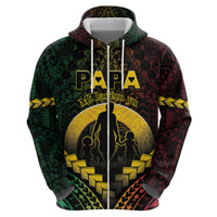 Personalised Vanuatu Happy Father's Day Zip Hoodie Mi Lavem Yu Papa Polynesian Tribal