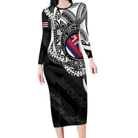 Hawaii Flag Day Family Matching Long Sleeve Bodycon Dress and Hawaiian Shirt Hawaiian Maile Lei