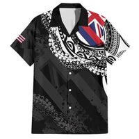 Hawaii Flag Day Family Matching Puletasi and Hawaiian Shirt Hawaiian Maile Lei LT05 Dad's Shirt - Short Sleeve Black - Polynesian Pride