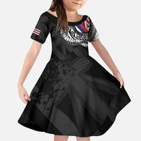 Hawaii Flag Day Kid Short Sleeve Dress Hawaiian Maile Lei LT05 KID Black - Polynesian Pride