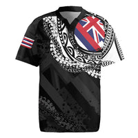 Hawaii Flag Day Rugby Jersey Hawaiian Maile Lei LT05 Black - Polynesian Pride