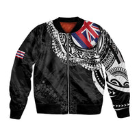 Hawaii Flag Day Sleeve Zip Bomber Jacket Hawaiian Maile Lei