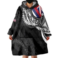 Hawaii Flag Day Wearable Blanket Hoodie Hawaiian Maile Lei LT05 - Polynesian Pride