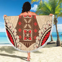 Samoa Language Week Beach Blanket Samoan Motif With Red Hibiscus