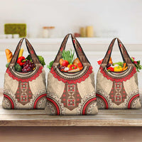 Samoa Language Week Grocery Bag Samoan Motif With Red Hibiscus LT05 3-pack One Size Beige - Polynesian Pride