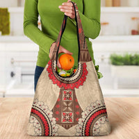 Samoa Language Week Grocery Bag Samoan Motif With Red Hibiscus LT05 - Polynesian Pride