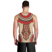 Samoa Language Week Men Tank Top Samoan Motif With Red Hibiscus