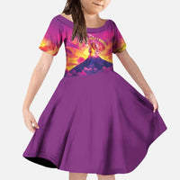 Hawaii Kilauea Volcano Family Matching Off Shoulder Maxi Dress and Hawaiian Shirt There Is Pele Goddess Of The Volcano LT05 Daughter's Dress Purple - Polynesian Pride