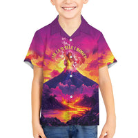 Hawaii Kilauea Volcano Family Matching Short Sleeve Bodycon Dress and Hawaiian Shirt There Is Pele Goddess Of The Volcano - Polynesian Pride