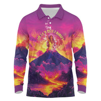 Hawaii Kilauea Volcano Long Sleeve Polo Shirt There Is Pele Goddess Of The Volcano - Polynesian Pride