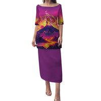 Hawaii Kilauea Volcano Puletasi There Is Pele Goddess Of The Volcano LT05 Long Dress Purple - Polynesian Pride