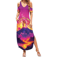 Hawaii Kilauea Volcano Summer Maxi Dress There Is Pele Goddess Of The Volcano LT05 Women Purple - Polynesian Pride