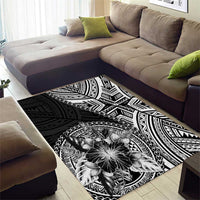 Hibiscus With Black Austronesian Tattoo Pattern Area Rug - Polynesian Pride