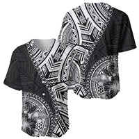 Hibiscus With Black Austronesian Tattoo Pattern Baseball Jersey - Polynesian Pride