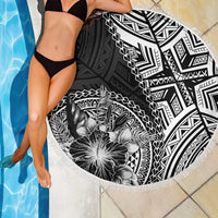 Hibiscus With Black Austronesian Tattoo Pattern Beach Blanket LT05 - Polynesian Pride