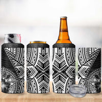 Hibiscus With Black Austronesian Tattoo Pattern 4 in 1 Can Cooler Tumbler LT05 - Polynesian Pride