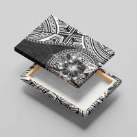 Hibiscus With Black Austronesian Tattoo Pattern Canvas Wall Art LT05 - Polynesian Pride