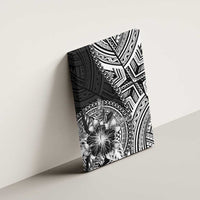Hibiscus With Black Austronesian Tattoo Pattern Canvas Wall Art LT05 - Polynesian Pride