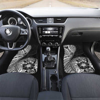 Hibiscus With Black Austronesian Tattoo Pattern Car Mats LT05 Set 2pcs - Front Black - Polynesian Pride
