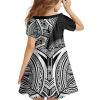 Hibiscus With Black Austronesian Tattoo Pattern Family Matching Short Sleeve Bodycon Dress and Hawaiian Shirt - Polynesian Pride