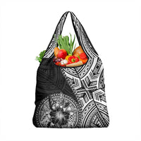 Hibiscus With Black Austronesian Tattoo Pattern Grocery Bag LT05 1-pack One Size Black - Polynesian Pride