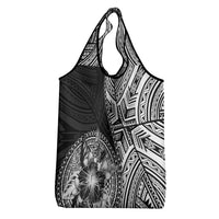 Hibiscus With Black Austronesian Tattoo Pattern Grocery Bag LT05 - Polynesian Pride