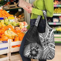 Hibiscus With Black Austronesian Tattoo Pattern Grocery Bag LT05 - Polynesian Pride